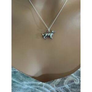 Sterling Silver Golden Retriever Necklace, Oxidized 3D Golden Retriever Necklace